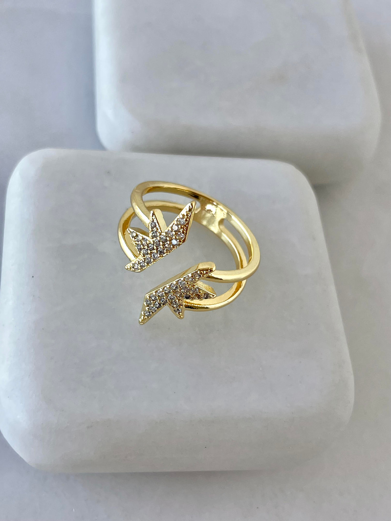 Altın Kaplama Çift Sıra Kuzey Yıldızı Yüzük Gold