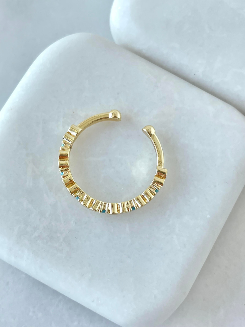Turkuaz Taşlı Kalpli Yüzük Gold