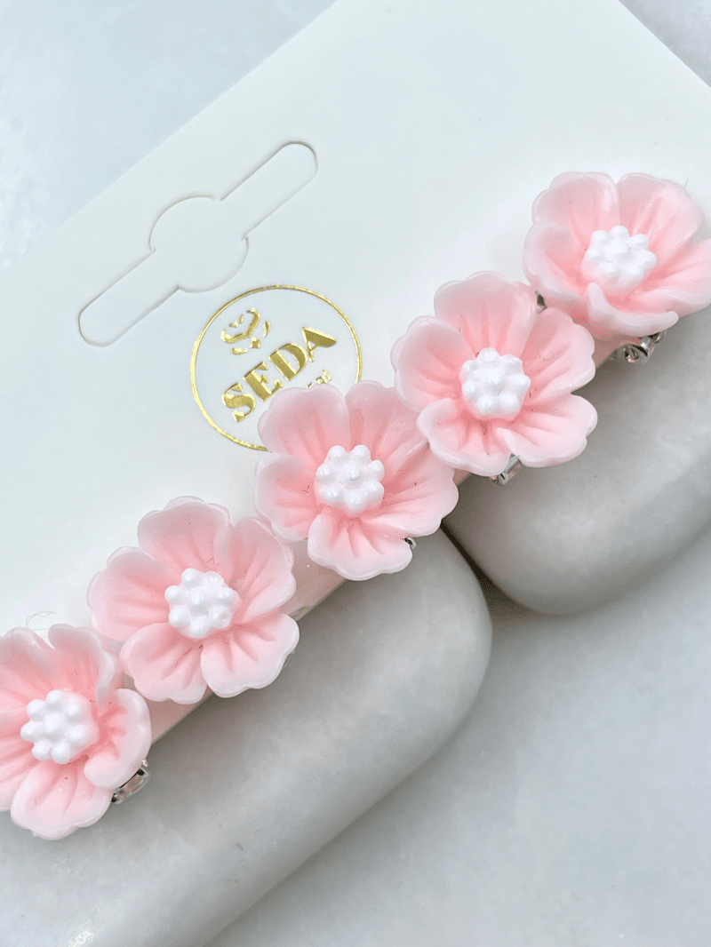 Sakura Çiçek Model Saç Küpesi Toz Pembe