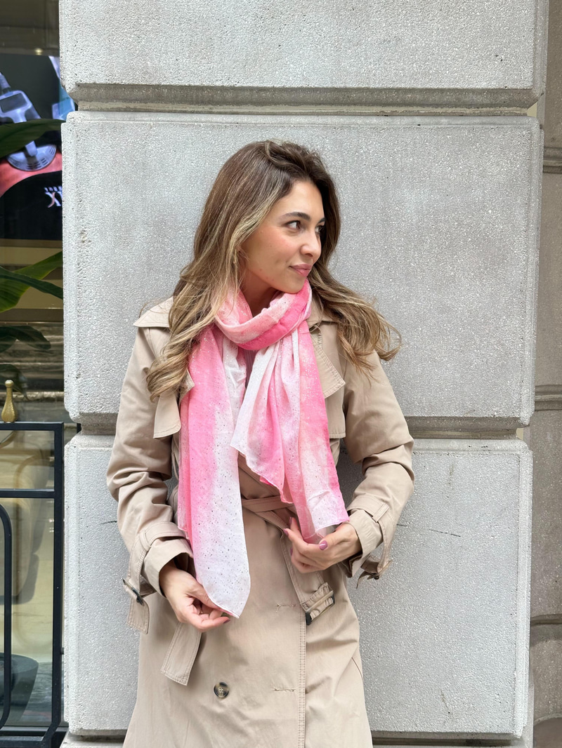Varaklı Batik Pamuk Şal Pembe