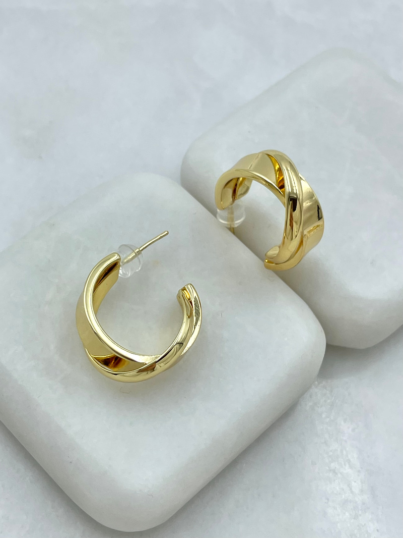 Altın Kaplama Alyans Küpe Gold