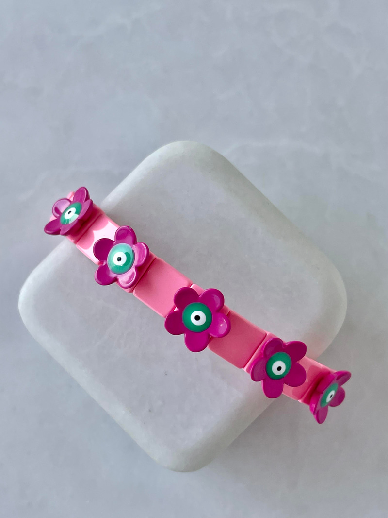 Üç Boyutlu Papatya Porselen Bileklik Pembe