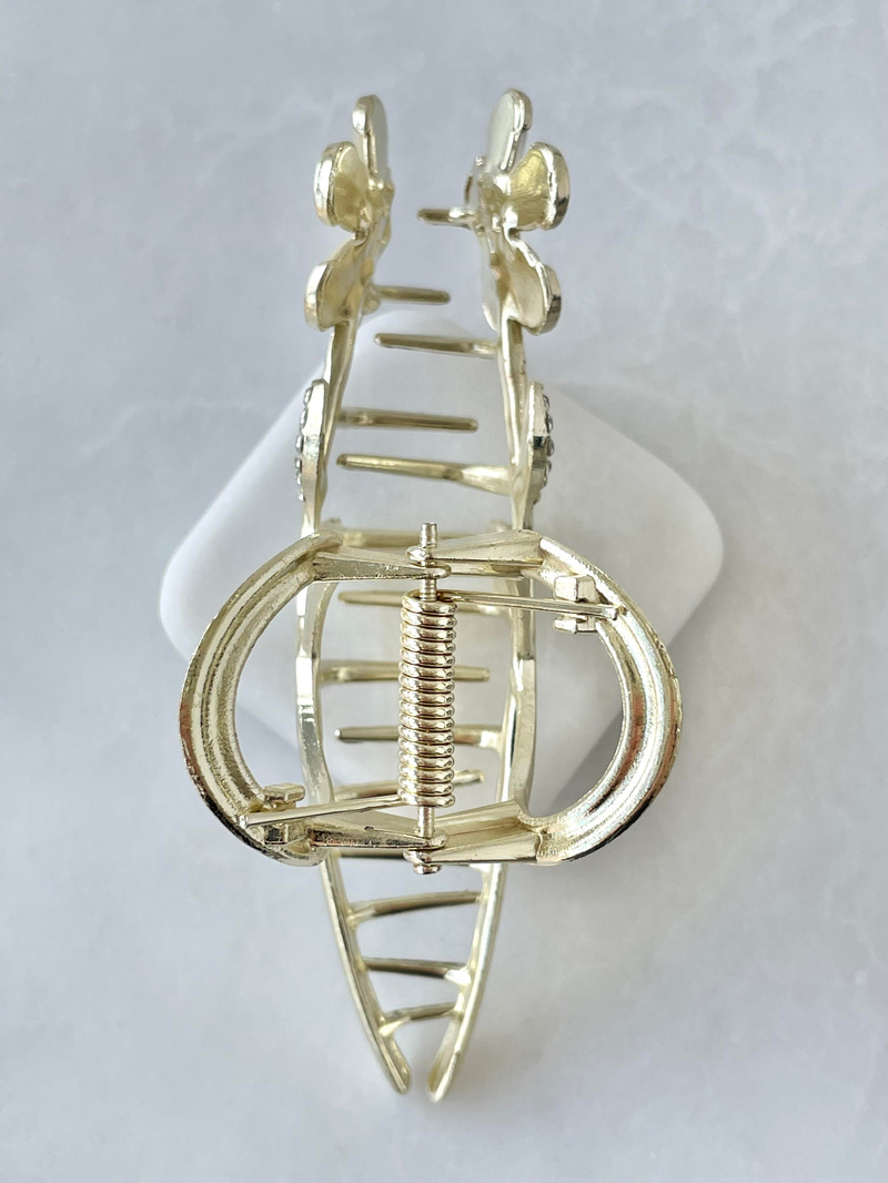 Opal Taşlı Çiçek Model Mandal Toka Gold
