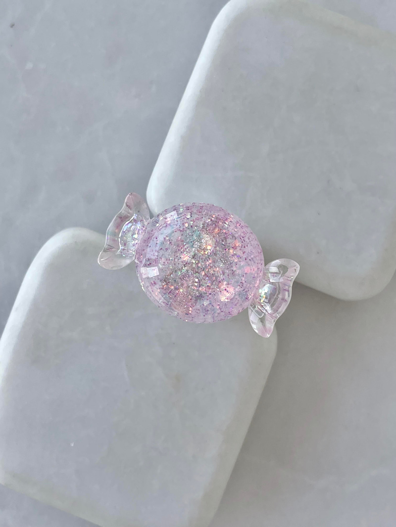 Işıklı Simli Pembe Şeker Yüzük