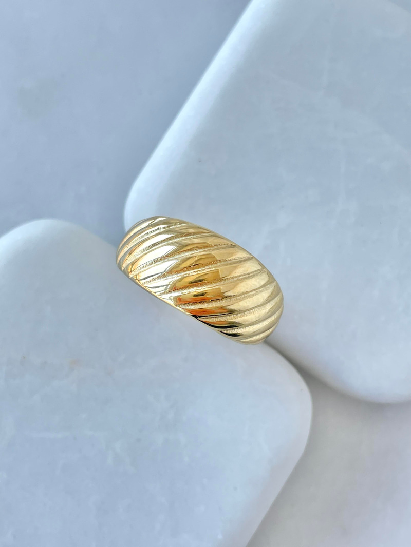 Çelik Bombe Burma Yüzük Gold