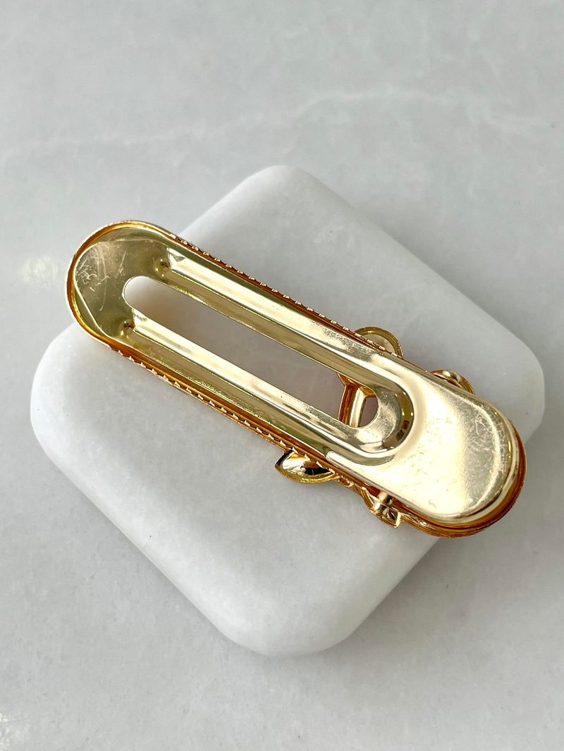 Gömme Taşlı Kirazlı Pens Toka Gold