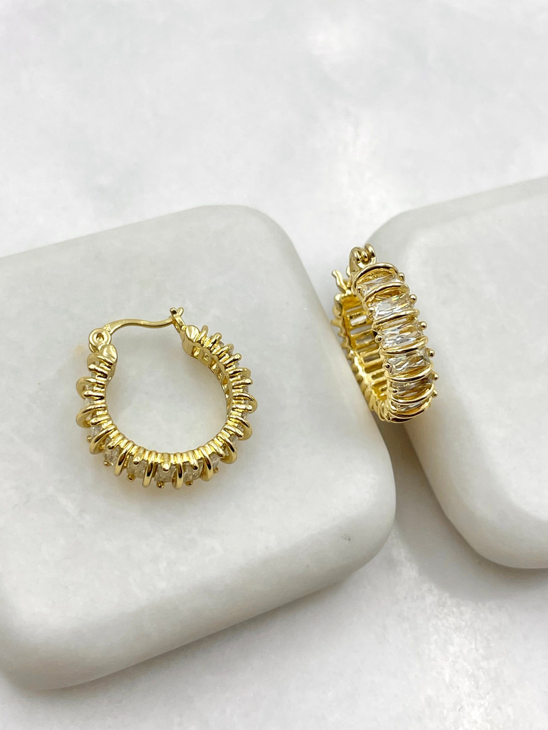 Özel Seri Burgu Swarovski Taşlı Halka Küpe Gold