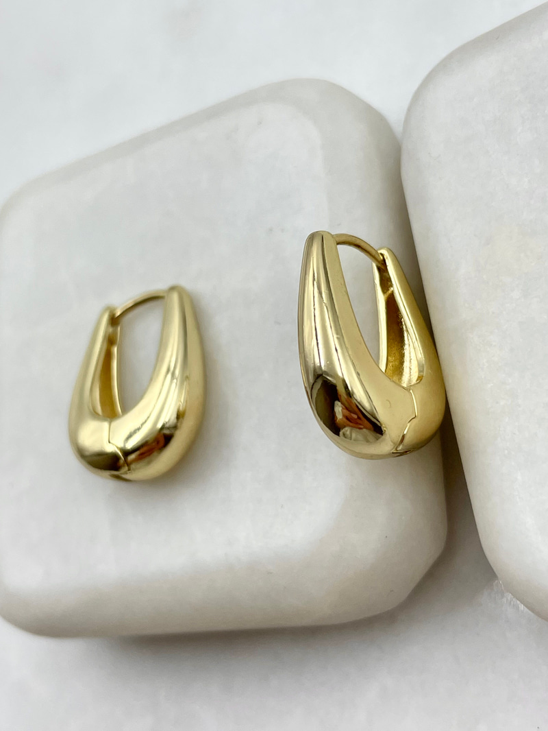 Özel Seri Bombe Damla U Küpe 1.9 cm Gold