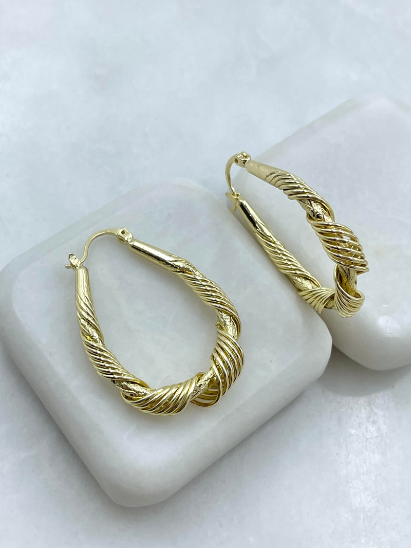 Altın Kaplama Sarmal Oval Küpe Gold