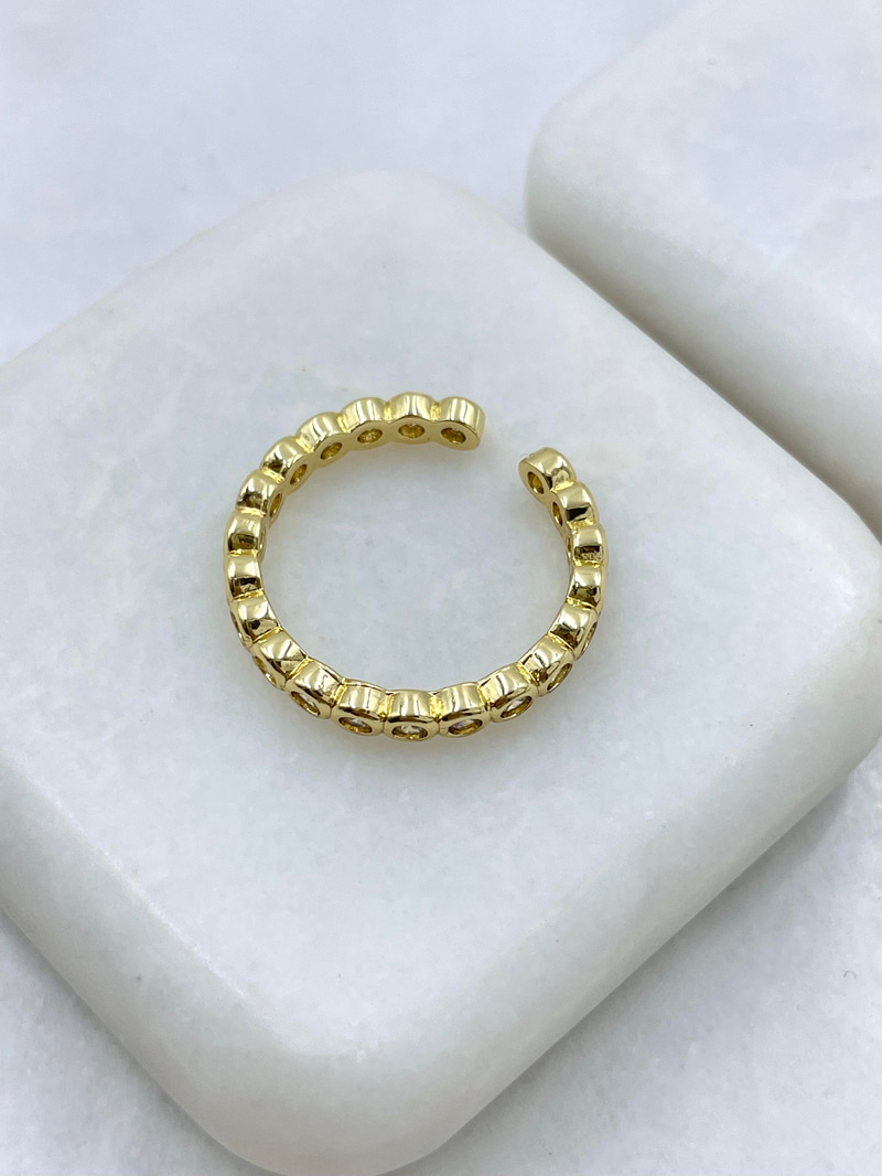 Altın Kaplama Dizi Daire Kristal Taşlı Yüzük Gold