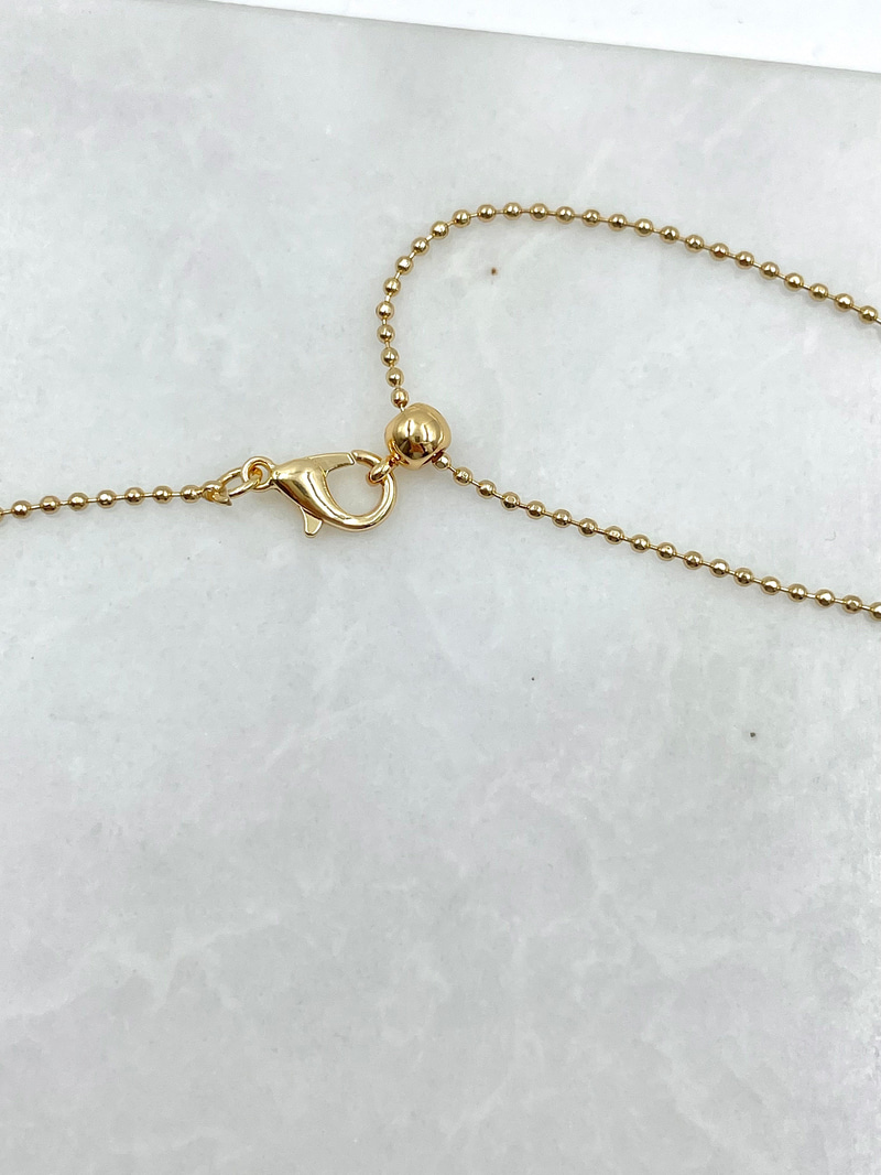 Kozalak Sallantılı Mavi Boncuk ve Zincir Kolye Gold