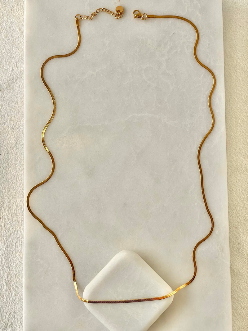 Çelik Minimal Yılan Zincir Kolye 60 cm
