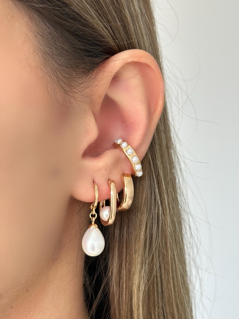 Özel Seri İncili Oval Küpe