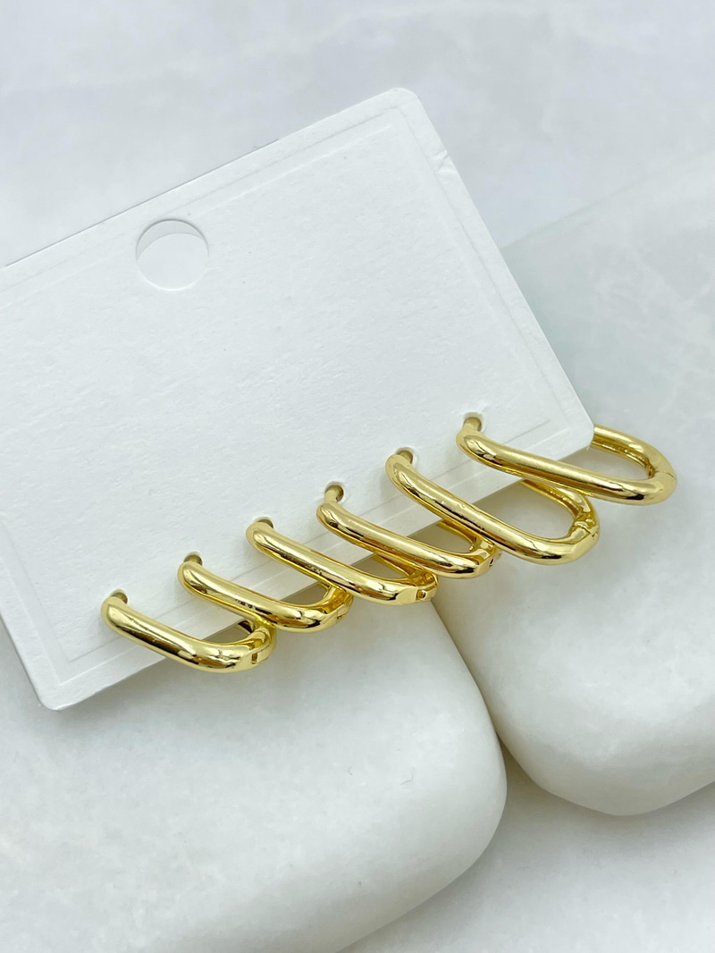 Altın Kaplama Altılı Basic U Küpe Gold