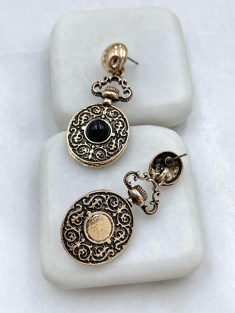 Altın Kaplama Etnik Desenli Bohem Küpe Gold