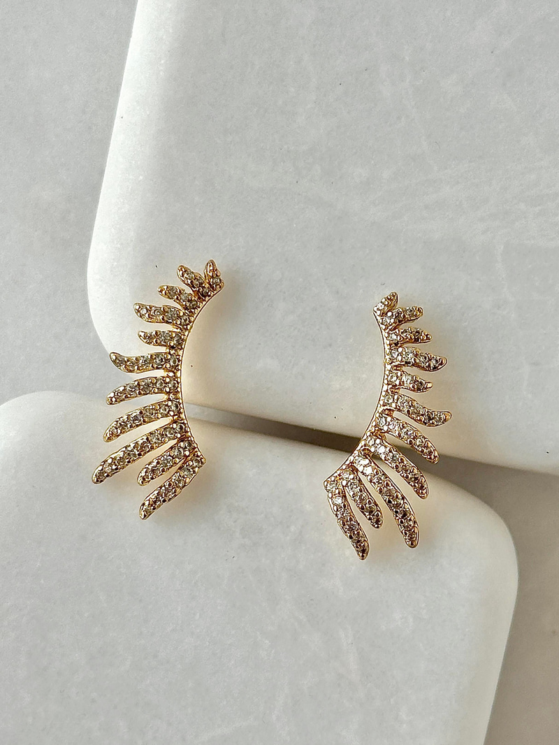 Özel Seri Zirkon Taşlı Çoklu Görünüm Küpe Gold