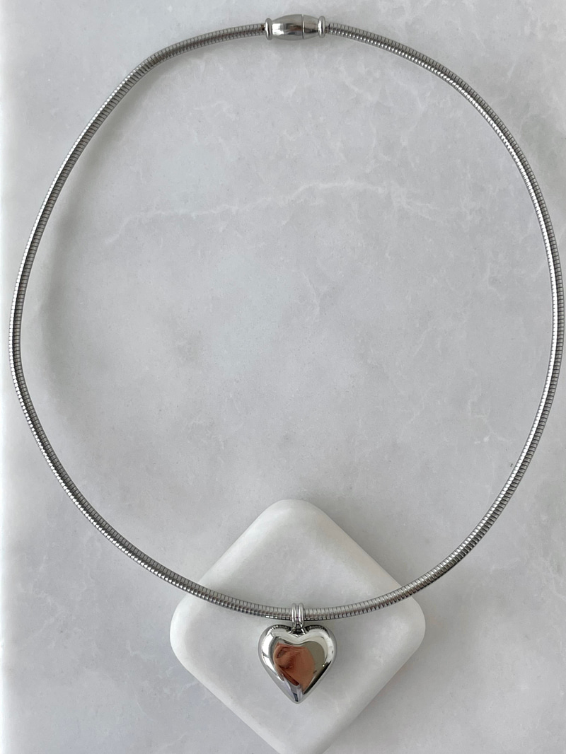 Çelik Bombeli Kalın Tel Kolye Gümüş