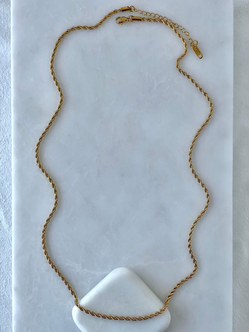 Çelik 60 cm Burgu Zincir Kolye Gold