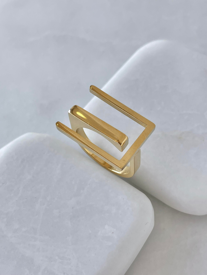 Çelik Üç Şerit Yüzük Gold