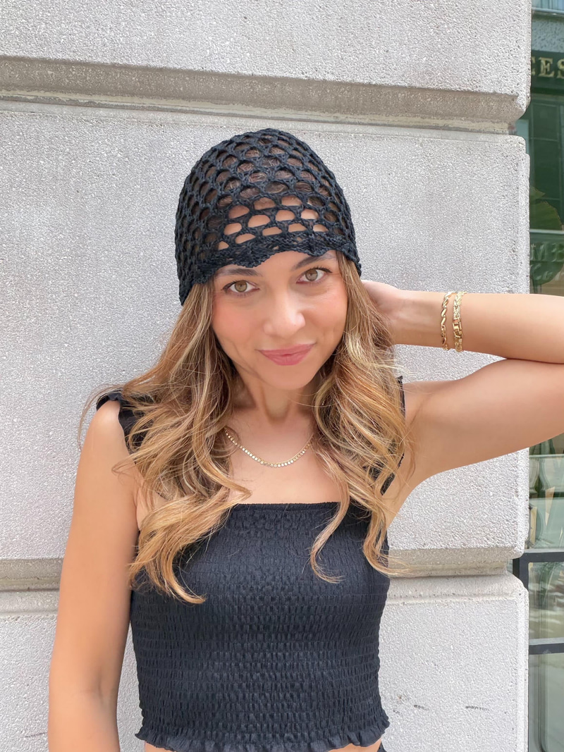Siyah File Bandana Şapka Renkli