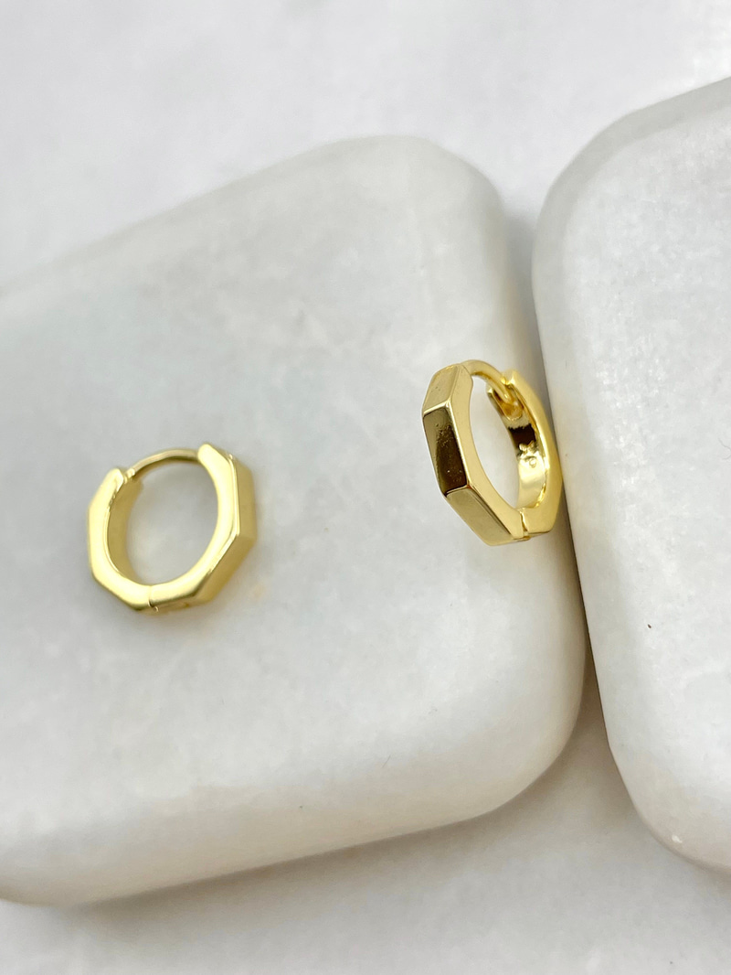 Özel Seri Minimal Köşeli Küpe 1 cm Gold
