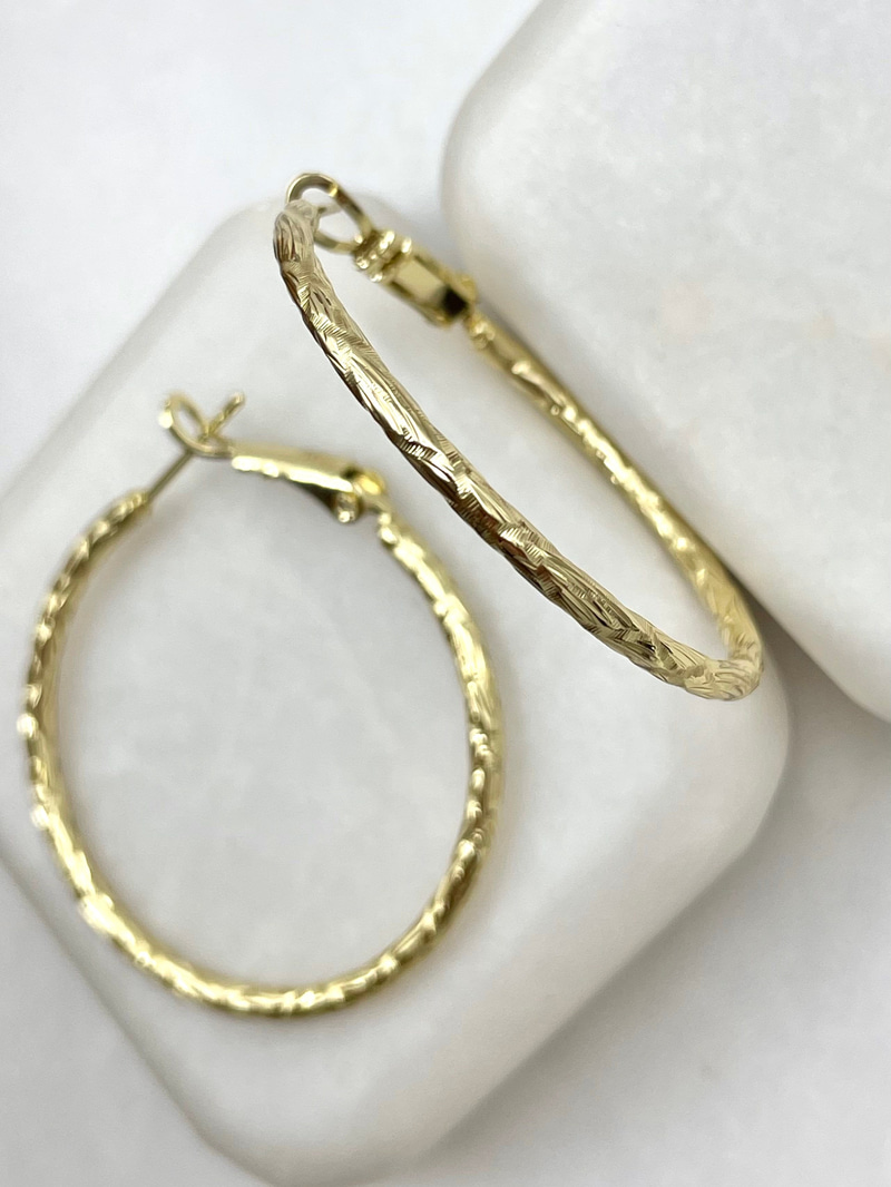 Özel Seri Işıltılı Halka Küpe 3.5 cm Gold