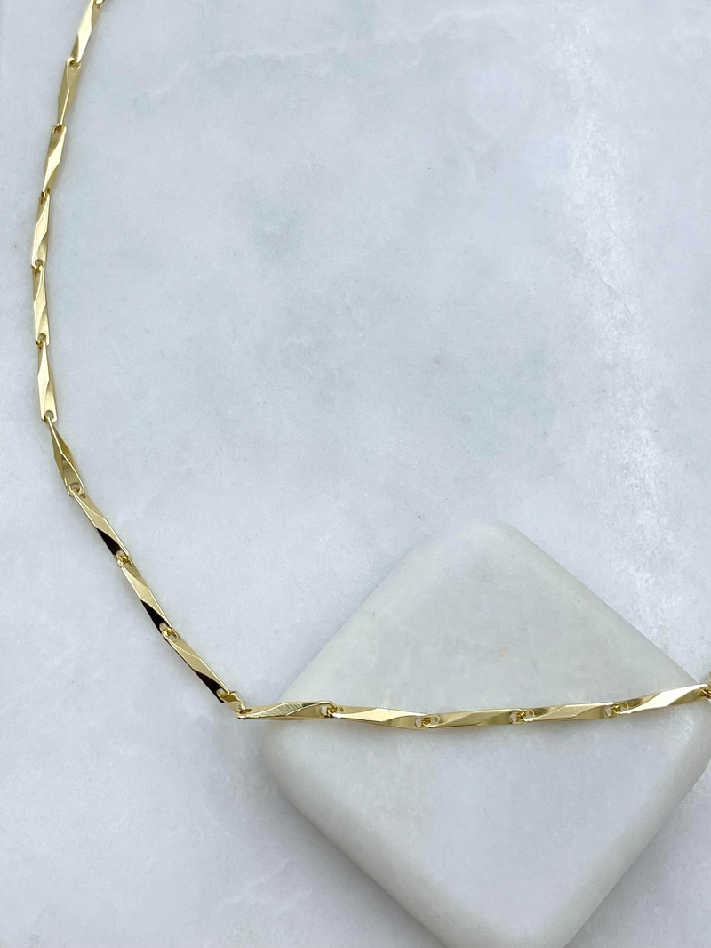 Altın Kaplama Işıltılı Kesim Kolye 50 cm Gold
