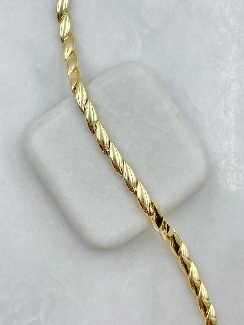 Dalga Arpa Plaka Bileklik Gold