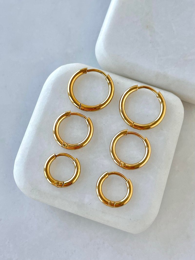 Çelik Altılı Basic Halka Küpe Gold