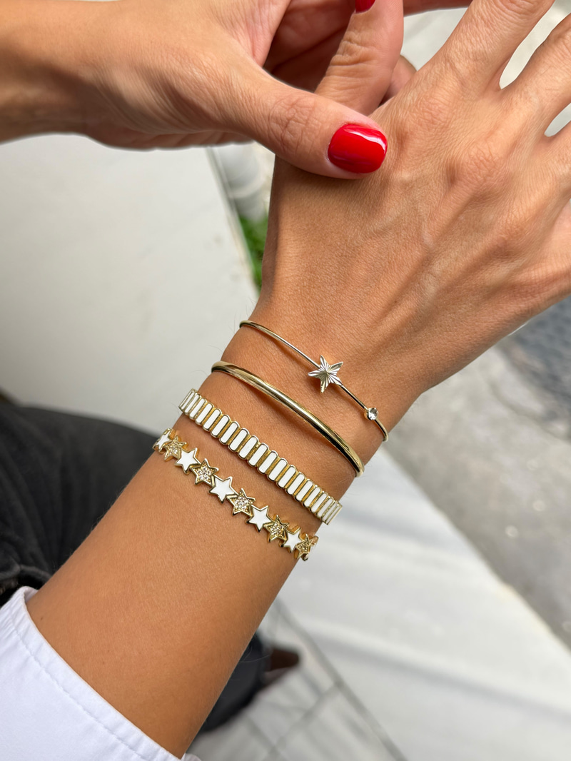 Lazer Kesim Kuzey Yıldızı Minimal Bileklik Gold