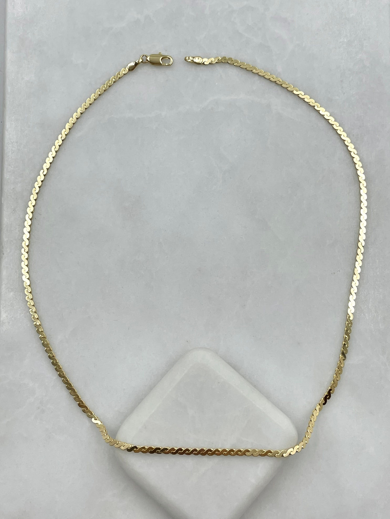 Özel Seri S Model Ezme Zincir Kolye 45 cm Gold