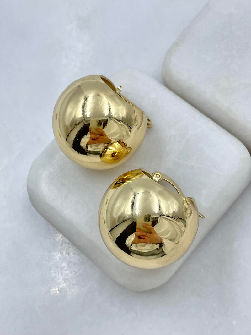 Altın Kaplama Top Sepet Küpe Gold