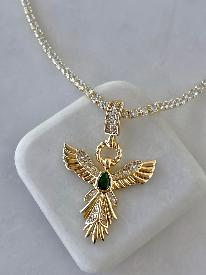 Altın Kaplama Su Yolu Anka Kuşu Kolye Gold