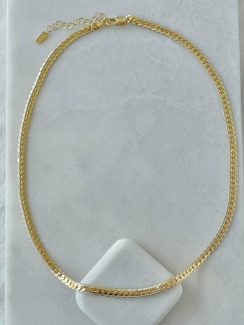 Altın Kaplama Işıltılı Ezme Kolye Gold