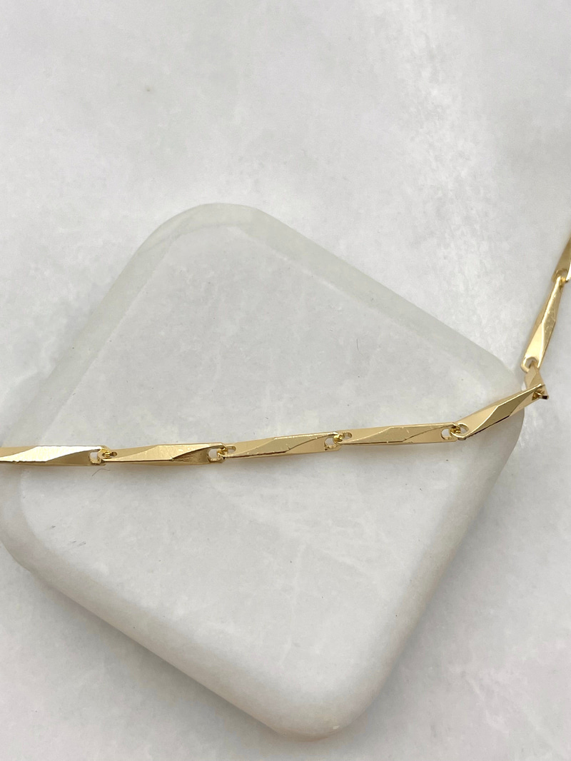 Kesik Boru Zincir Kolye 60 cm Gold