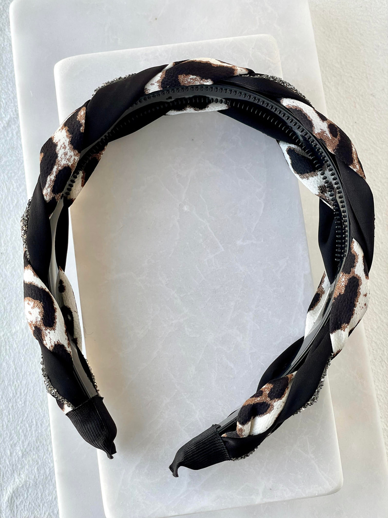 Leopar Desenli Işıltılı Örgü Model Taç Vizon