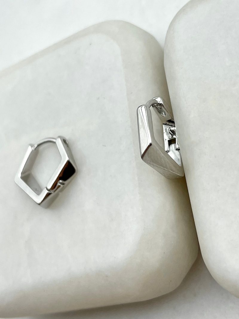 Özel Seri Köşeli Küpe 1.3 cm Gümüş