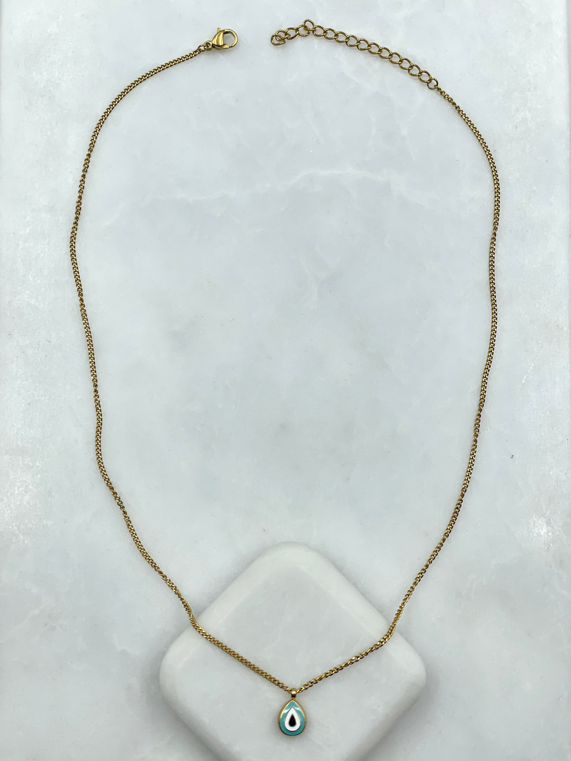 Damla Nazar Minimal  Kolye Gold