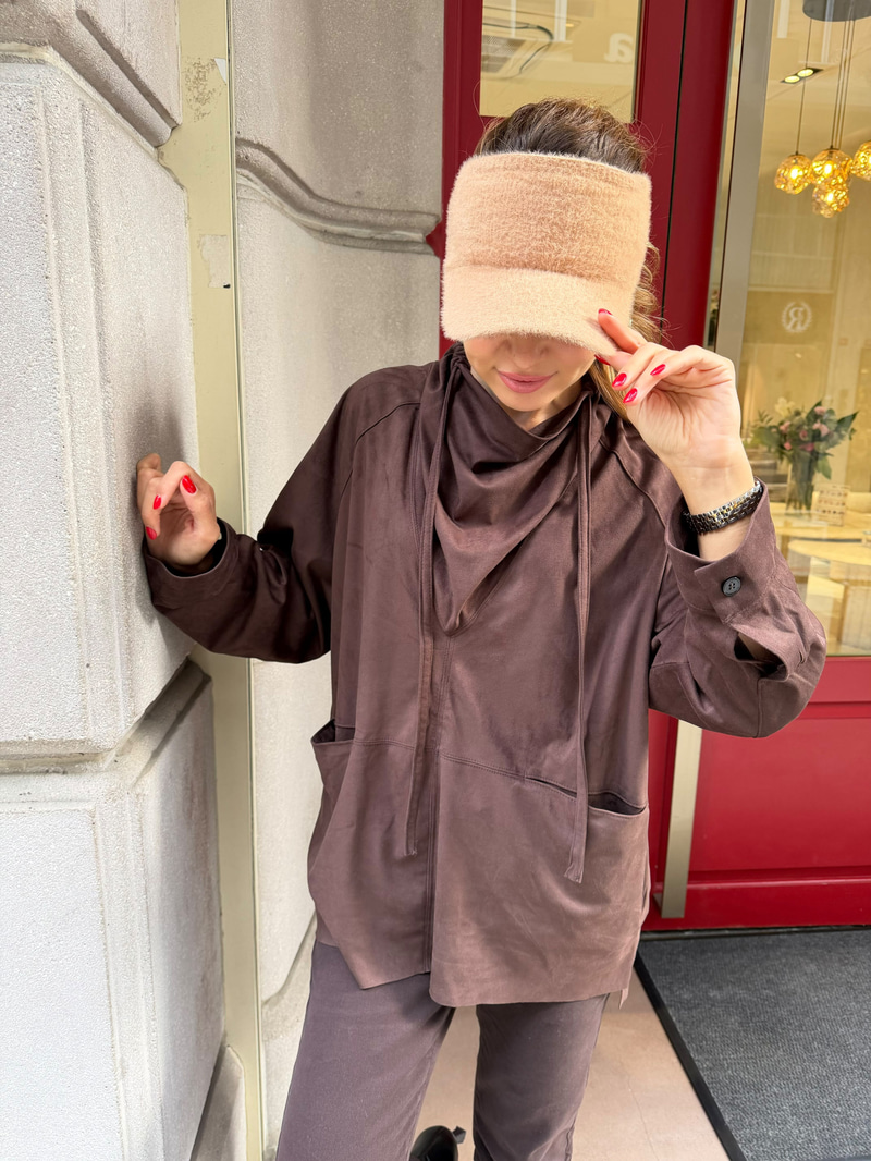Peluş Esnek Vizör Şapka Vizon