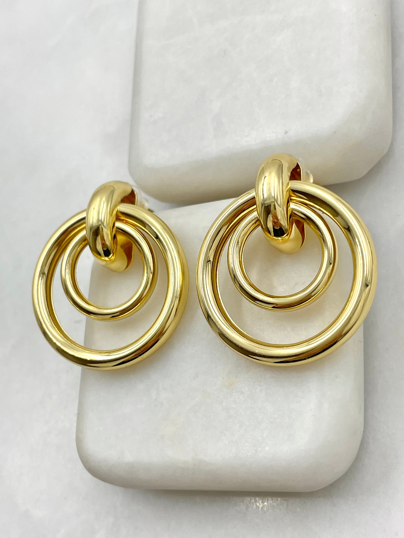 Büyük Küçük Halka Vintage Küpe Gold