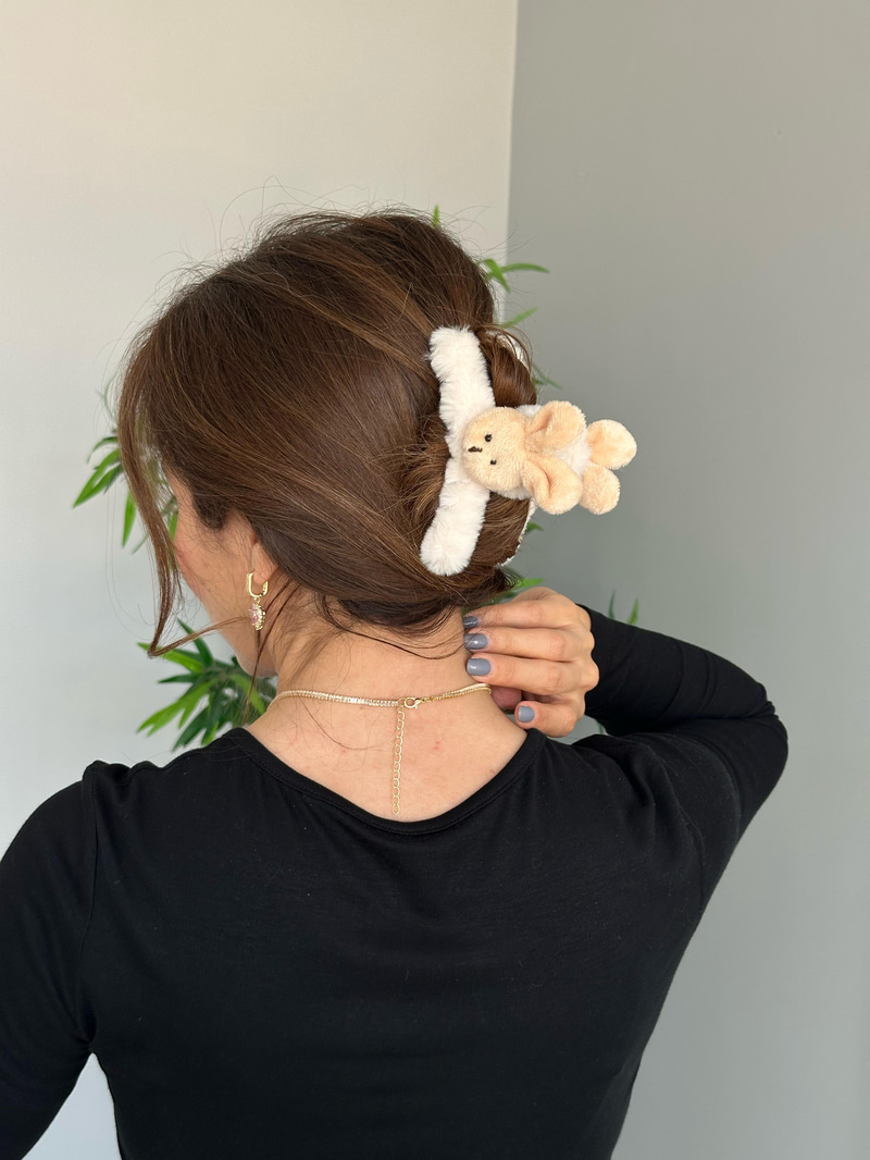 Peluş Tavşan Mandal Toka Bej