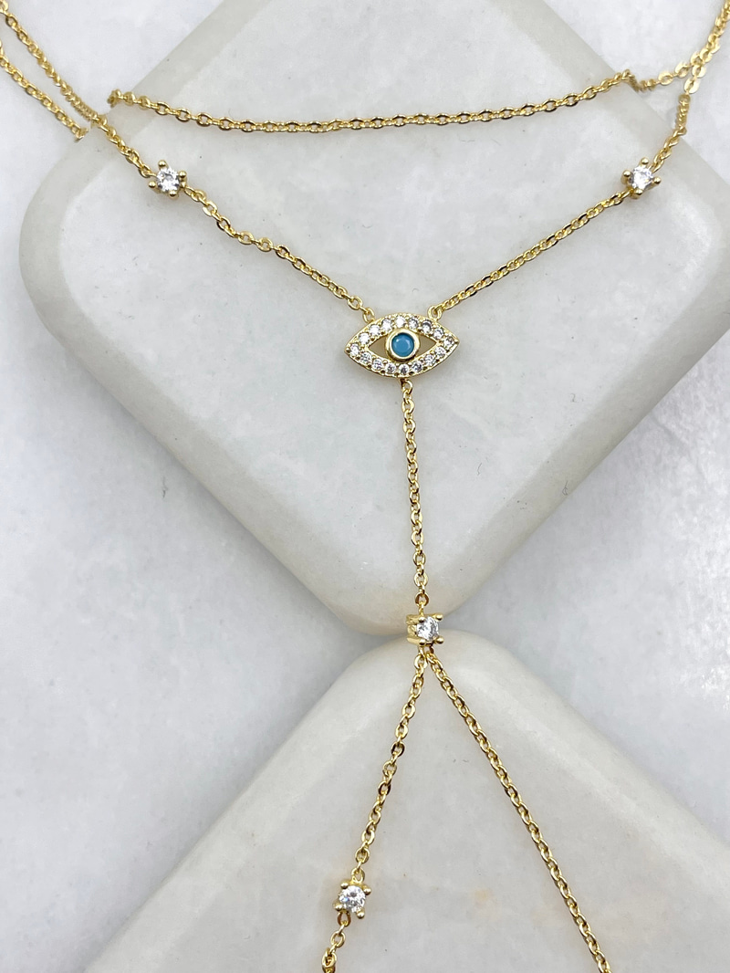 Minimal Taşlı Göz Model Şahmeran Gold
