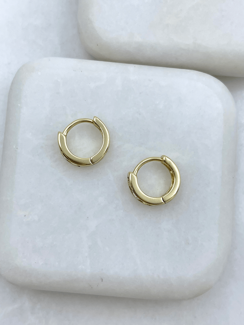 Özel Seri Renkli Kristal Taşlı Minik Halka Küpe 1 cm Gold