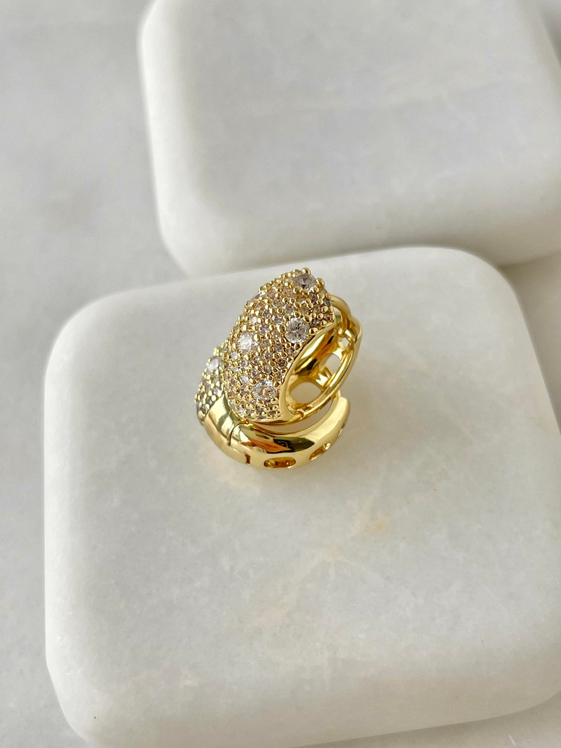 Özel Seri Zirkon Taşlı Basic Halka Küpe Gold