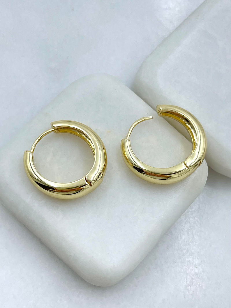 Altın Kaplama Bombe Kesim Halka Küpe 2.2 cm Gold