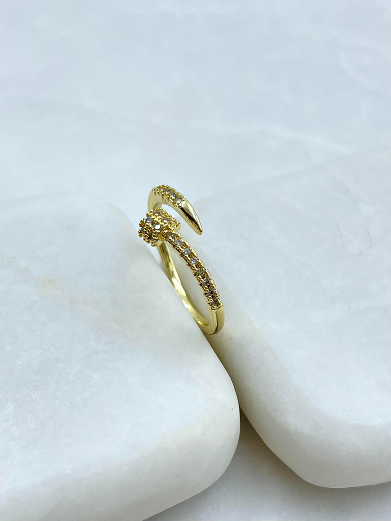 Altın Kaplama Çivi Model Yüzük Gold