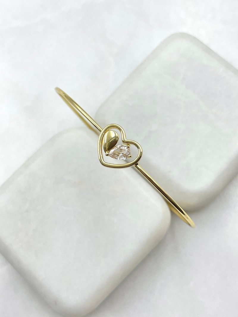 Kristal Kalp Birleşim Minimal Kelepçe Gold