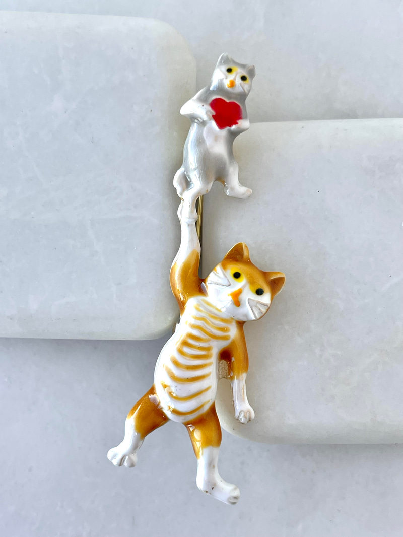 İkili Kedi Broş