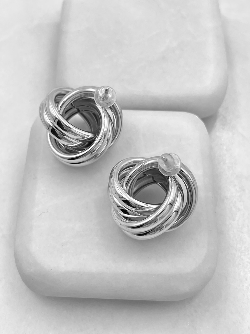 Altın Kaplama Düğüm Küpe 2.2 cm Gümüş