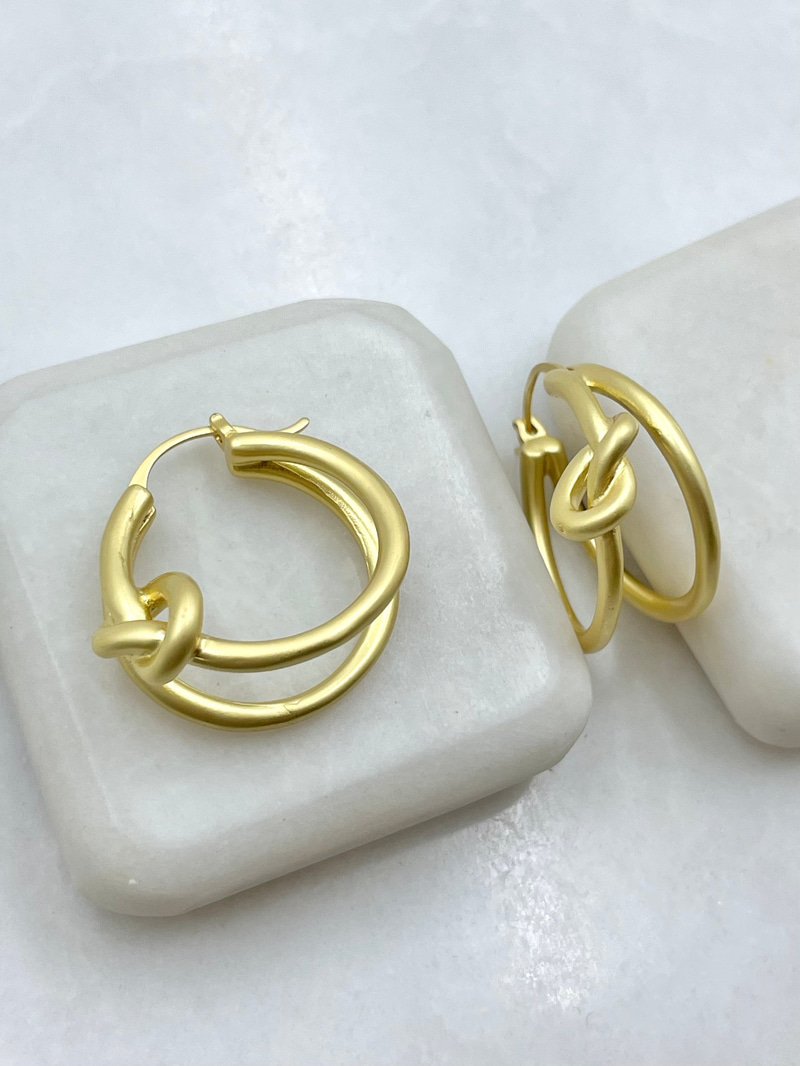 Doğum Detaylı İkili Görünüm Mat Küpe Gold